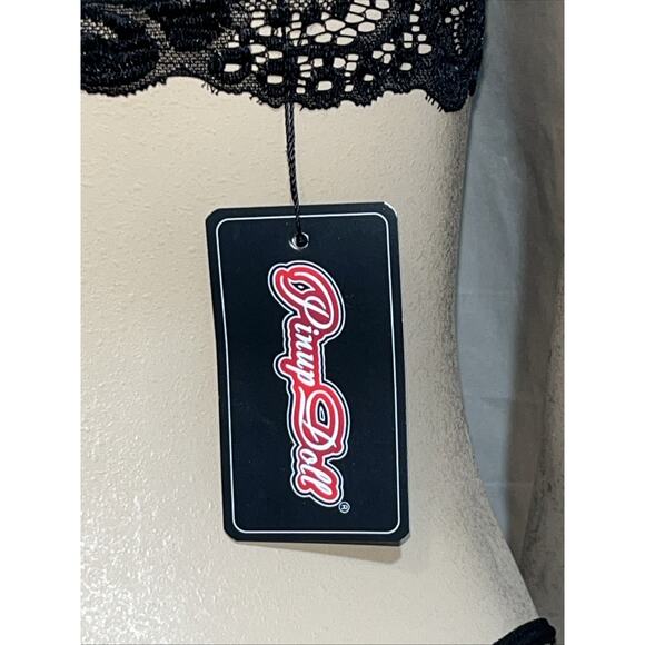 Pinup Doll Lace Bralette & G-String Set Women SexyLingerie Underwear Black Large - Picture 8 of 11